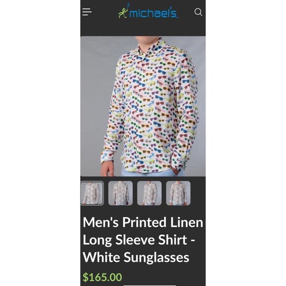 Michael's Men XXL 100% Linen Sunglasses Print Long Sleeve Shirt RV $165 EUC - Picture 11 of 13